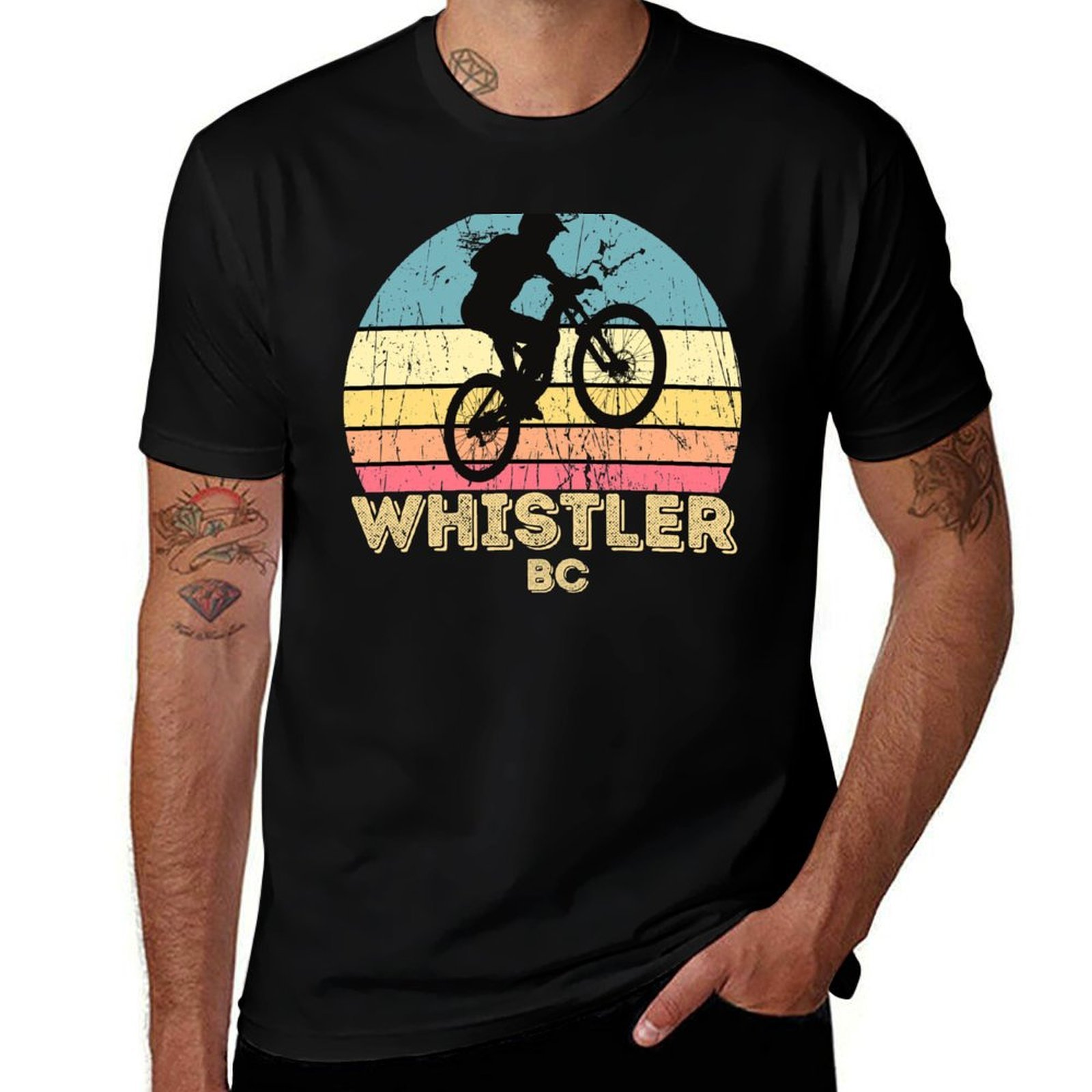 Mountain Biking Whistler - Whistler şehri dağ bisikleti tişörtü Şenlikli